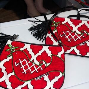 Brighton Red and White Clutch with Bird Design